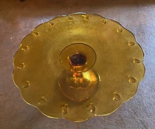 vintage indiana glass amber pedestal cake dish