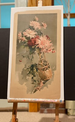 American Annie C. Nowell (1842 - 1935) Floral Lithograph W/C Chrysanthemus N. 4