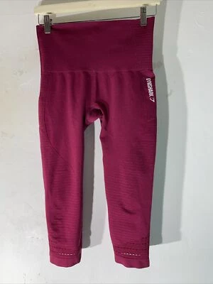 Womens Gymshark Medium Berry Red Knee Length Stretch Gym Work Out Run Trousers - Image 1 of 4