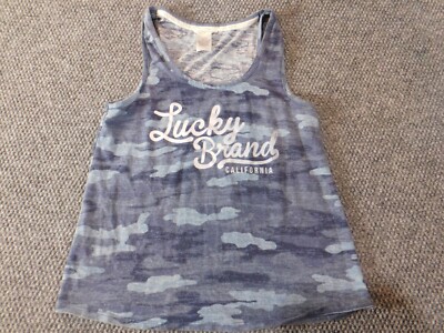 Lucky Brand top Small blue camo stretch tank womens classic cotton  sleeveless - Main Image