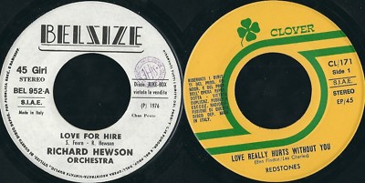 RICHARD HEWSON GOLD. / REDSTONES    LOVE FOR HIRE / LOVE REALLY WURTS WITHOUT YOU