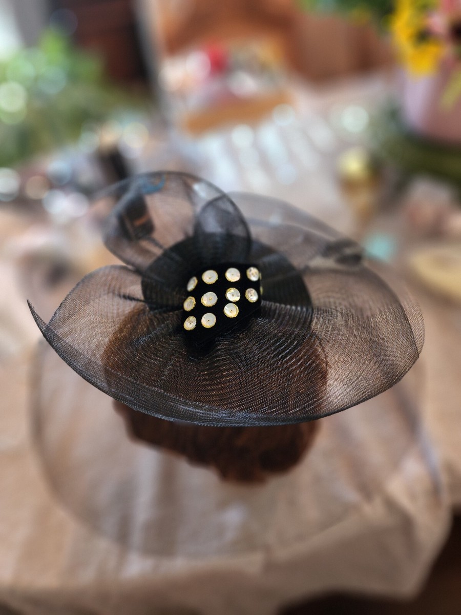 Vintage Sonni San Francisco Elegant Black and Gold Fascinator VINTAGE SONNI SAN FRANCISCO LADIES FASCINATOR HAT BLACK MADE  main image 3