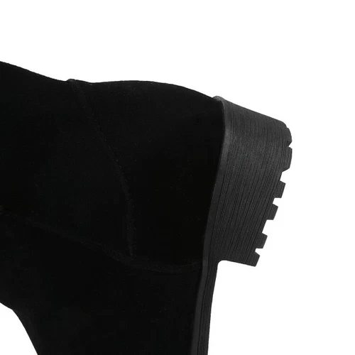 Stivali donna sopra il ginocchio tacco basso tacco basso cerniera laterale nuovi scarpe ecopelle scamosciata - Foto 6 di 40