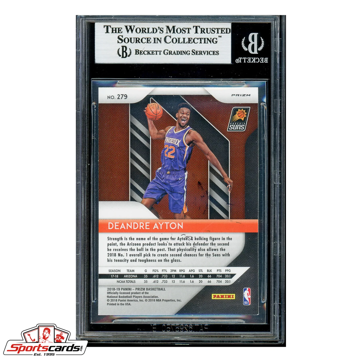 Deandre Ayton Signed Auto 2018-19 Panini Prizm Green #279 RC BAS