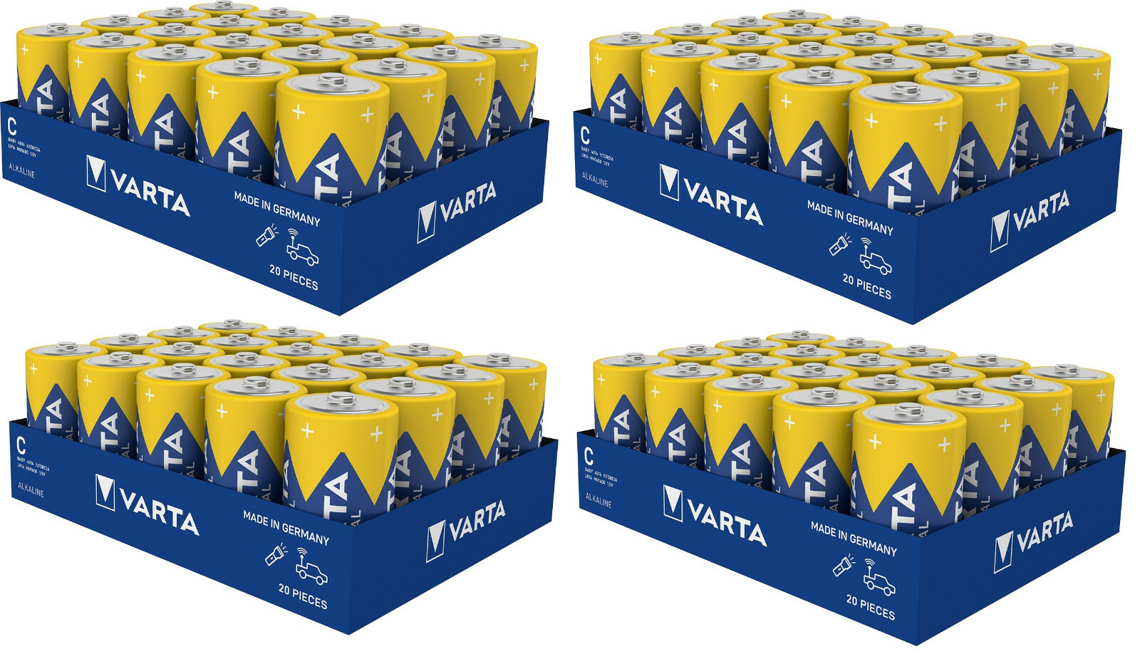 Thumbnail - 4x 20 Batterien Varta C Baby C Industrial Lr14 Alkaline 1,5v 20er Tray