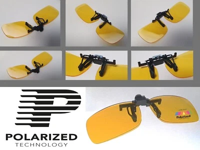 EXCEL Yellow Polarised Clip On Night Glasses Anti Glare UV for Driving