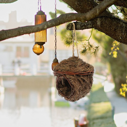 1 pz nido per uccelli casetta per uccelli cielo foglie di cedro nido da giardinaggio tessuto a mano casette per uccelli - Foto 4 di 12