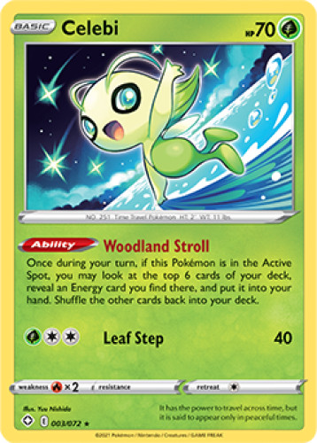 1x Celebi 003/072 RARE Shining Fates Pokemon TCG Card NM