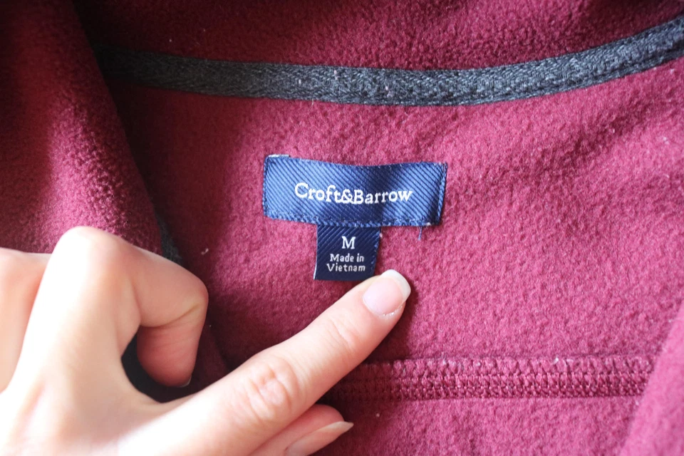 Chaqueta polar Croft & Barrow para hombre roja media cremallera manga larga talla M Foto 3 de 4