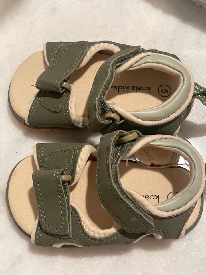 Sandalias Koala Niños Niño Pequeño Talla 5, Verde y Tostado, Lindos Zapatos Foto 4 de 4
