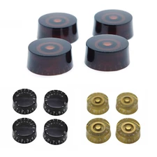 4X Guitar Speed Dial Knobs 24 Fine Splines Amber Black Gold for LP USA Imperial