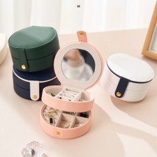 Portable Jewelery Boxes Jewel PU Leather 2 Layers Storage Organizer Jewelry Case