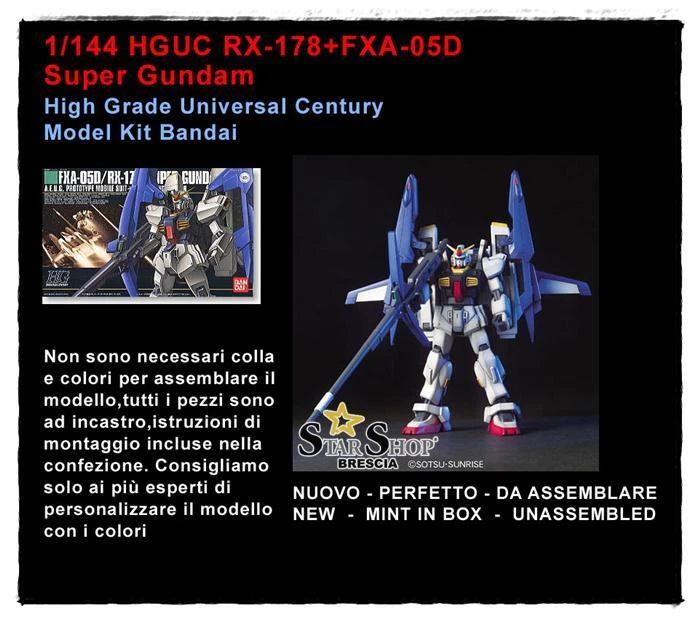 GUNDAM - 1/144 RX-178+FXA-05D Super Model Kit HGUC # 035 Bandai - Immagine 2 di 3