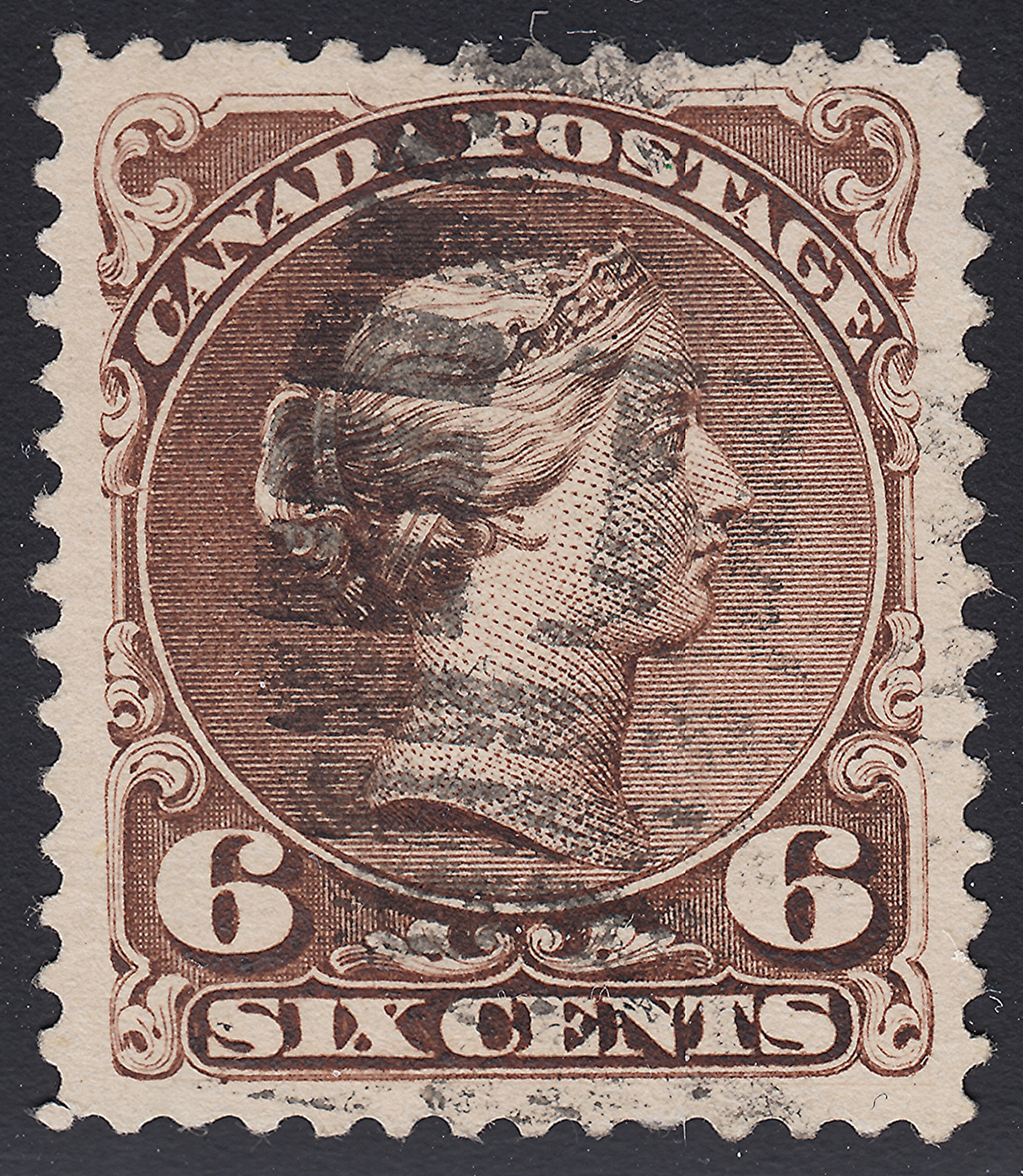 Canada 6c Large Queen Blotting Paper, Scott 27ii, VF used, catalogue