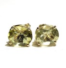 14k yellow gold oval lemon quartz gemstone stud earrings 2.9g unique — photo 2