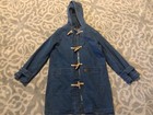 DENIM & CO DENIM FLEECE LINED TOGGLE BUTTON HOODED LONG JACKET detachable lining