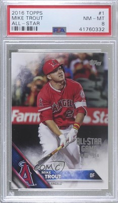 2016 Topps All-Star Game Stamp 5 Card Set Mike Trout #1 PSA 8