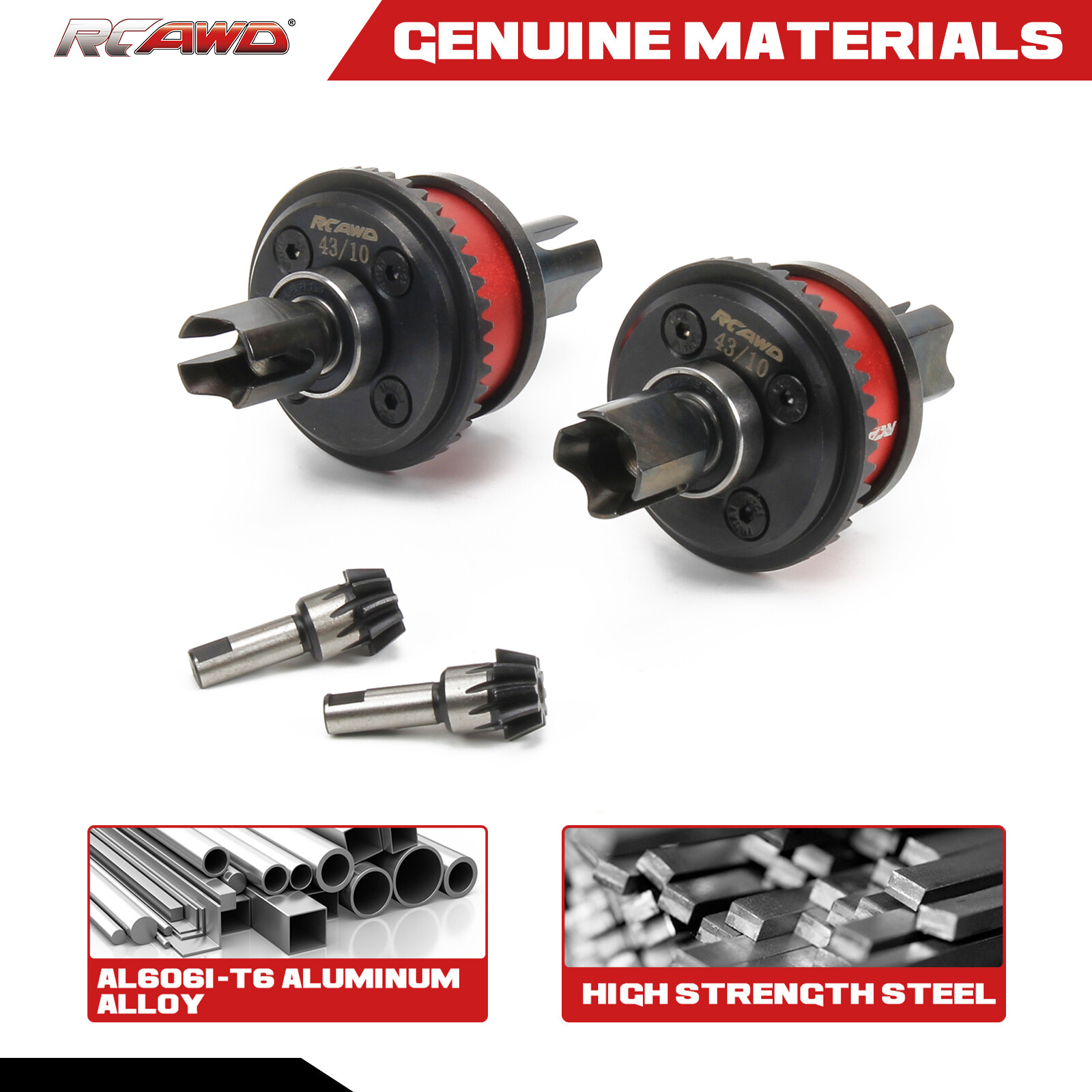 Set Completo Differenziali Anteriore E Posteriore Con Ingranaggi 43T E 10T Per ARRMA Fireteam 6S BLX - Foto 3