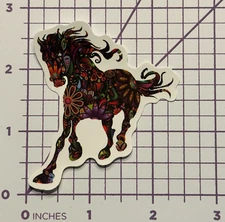 Wild Stallion Running Free Hippie Vinyl Decal Sticker Bomb Peace Flower Mosaic