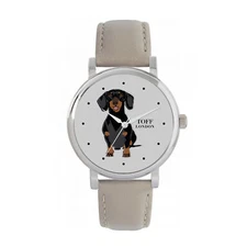 Toff London TLWS-86301 Ladies Black Dachshund Dog Watch