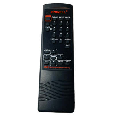 Genuine Zinwell DVB UREC001T Remote Control Tested Works NO BACK