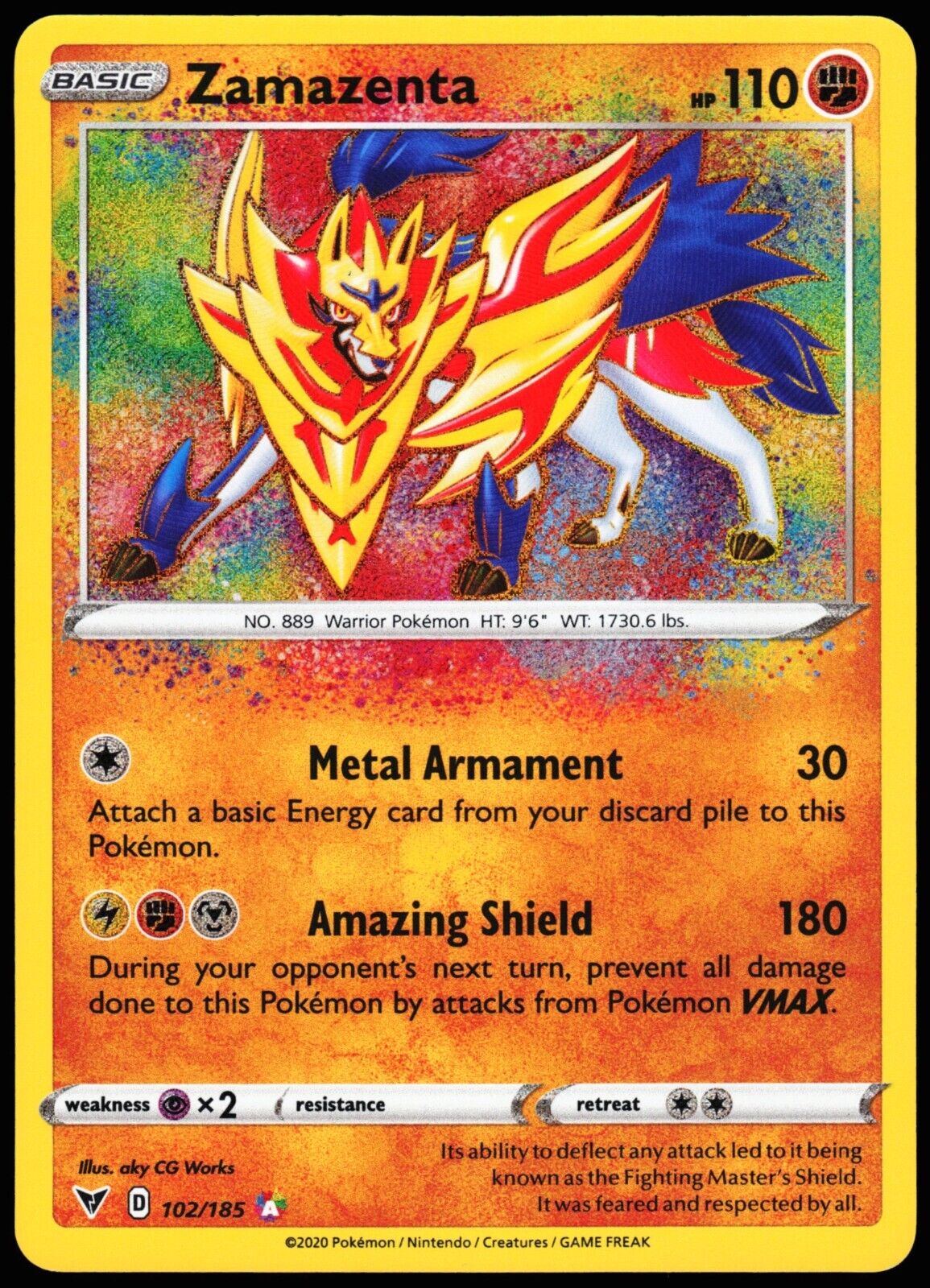 Zamazenta 102/185 Pokemon TCG Vivid Voltage Amazing Rare Near Mint