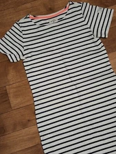 Joules Riviera Seaside Stripe Brushed Cotton White Tunic Top UK 8 EU 36 USA 4