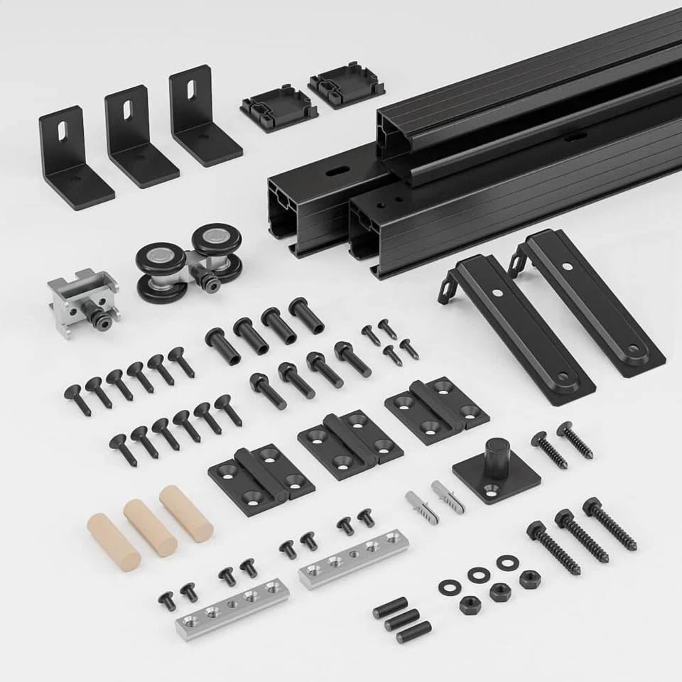 Kit de montaje en pared de riel de caja de 3/3,3/4 pies herrajes para puerta de granero corredera Foto 4 de 4