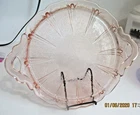 Vintage Jeannette Glass Company Pink Glass Handled Tray - Cherry Blossom Pattern