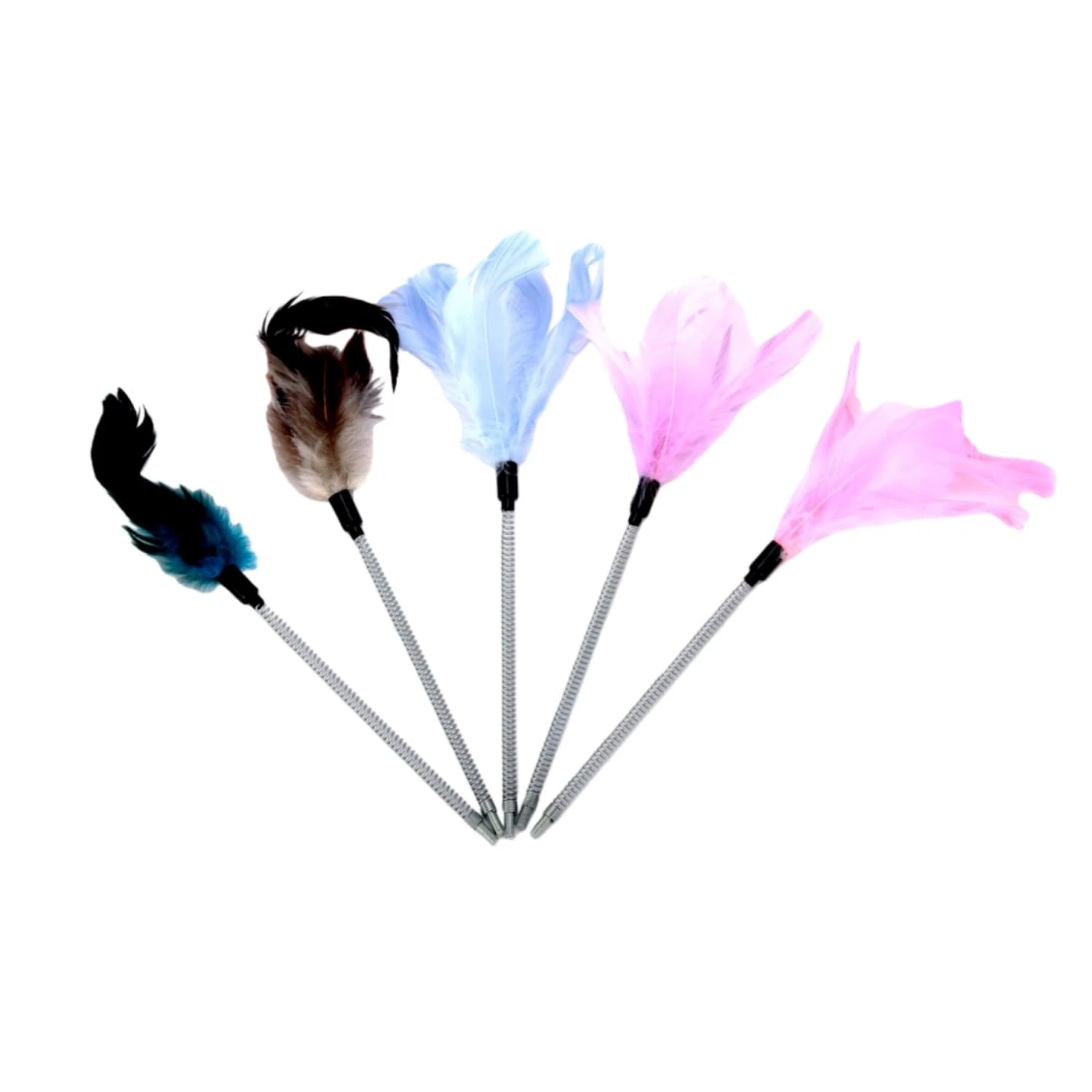 5-Pack Feather Toy Replacement, Spring Rod with M6 Screw, Interactive Hanging...