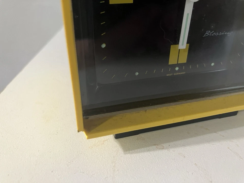 Blessing West Germany Alarm Clock Yellow Square Mid Century Modern - Image 4 of 4