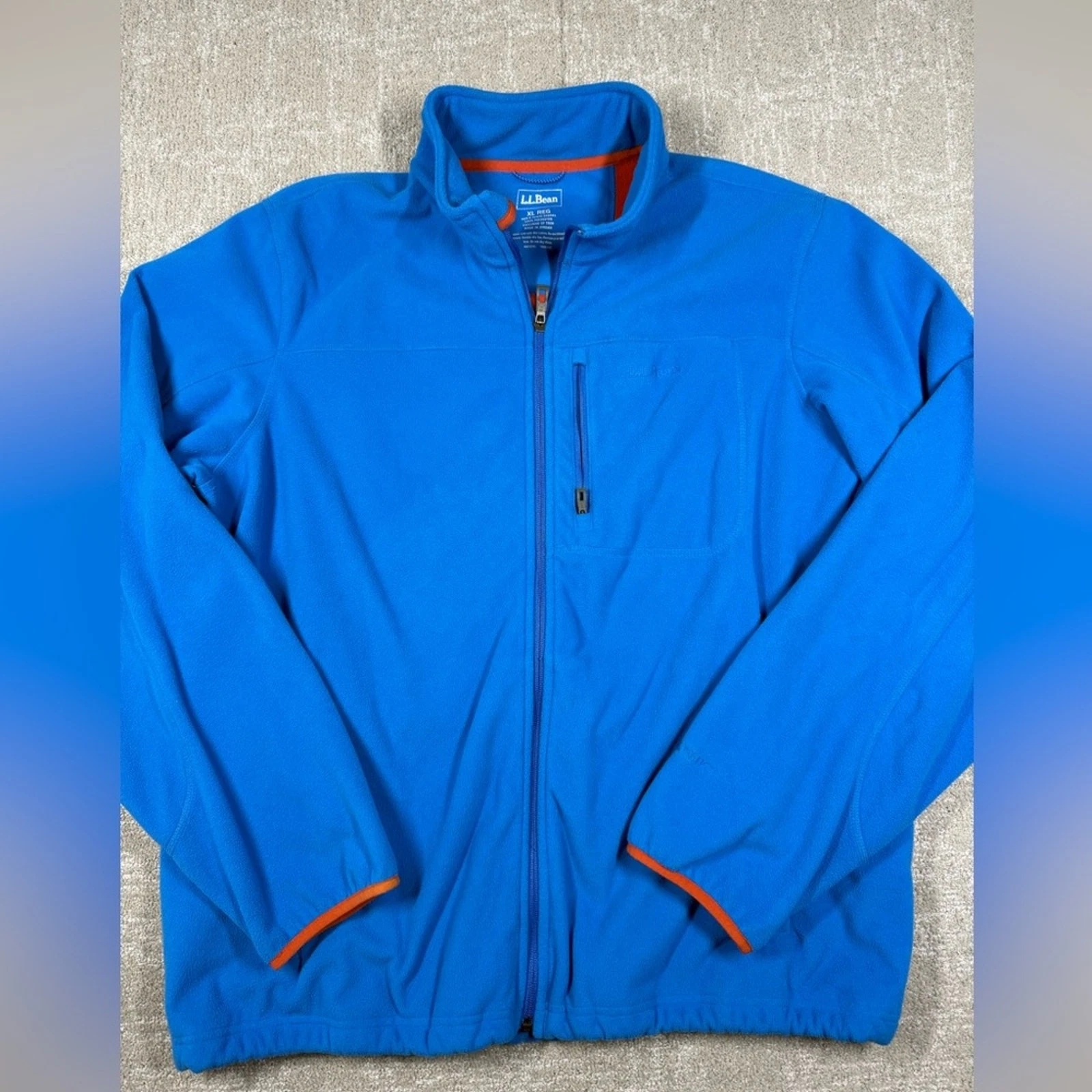 LL Bean Polartec Fleece Full Zip Windblock Cozy Casual Blue Jacket Size XL