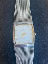 Vintage Skagen Denmark Watch 380XSGS1 - Ladies Slim Mesh Bracelet Silver Tone