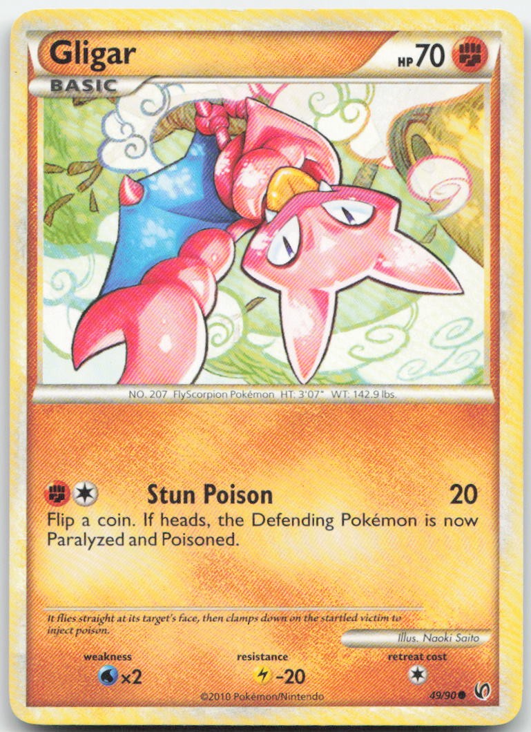 Gligar 49/90 Common HGSS Undaunted Pokemon Moderately Played