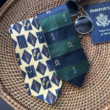 TOMMY HILFIGER Set of 2 Vintage Italian Silk Golf Theme Neckties