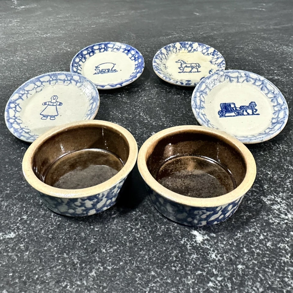 1994 Beaumont Bros Pottery Salt Glazed Stoneware Mini Plates & Ramekins - Signed - Image 2 of 4