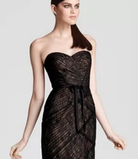 Monique Lhuillier Women's 6 Strapless Black Lace Midi Cocktail Dress