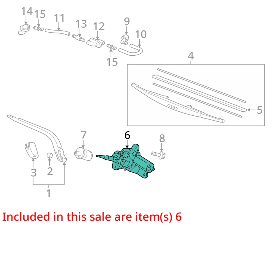 Motor limpiaparabrisas trasero Honda Fit 2018 fabricante de equipos originales 73 k millas - LKQ413987446 Foto 4 de 4