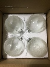 New Christmas Ornaments 4 Piece 4 Inch Glass Glitter Trim Decor