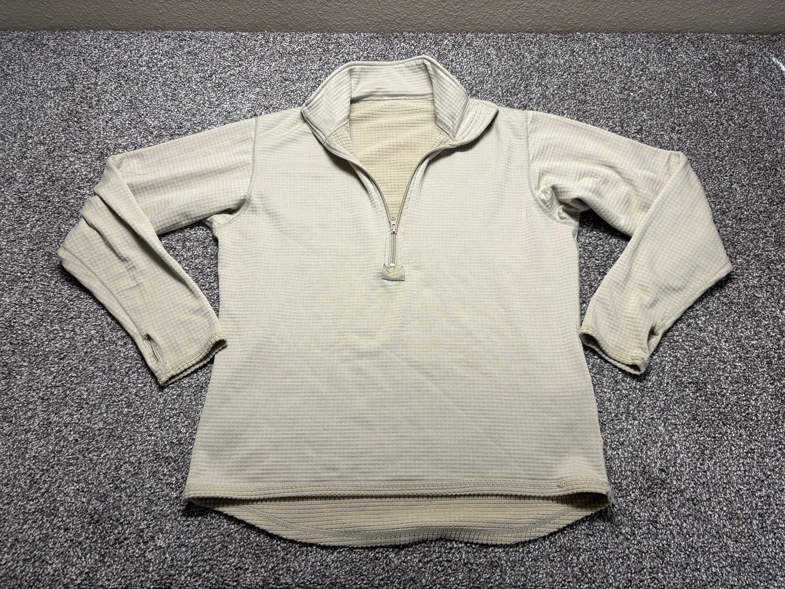 Gen III Polartec Pullover Mens Large US Army Issue Beige Tan ADS 1/4 Zip Fleece