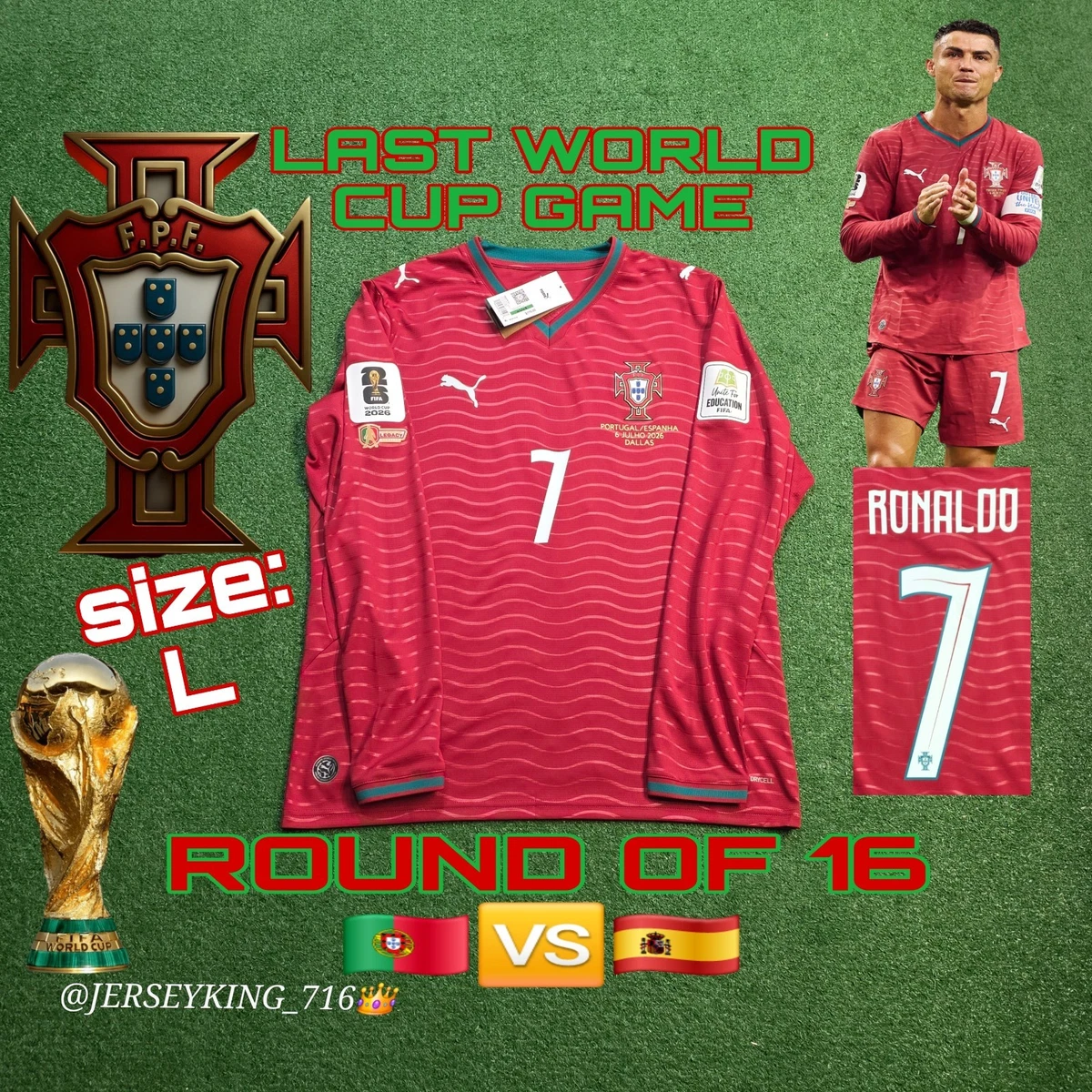 25+ Cristiano Ronaldo Size L Portugal National Team Soccer Fan