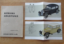 Original Oldtimer Betriebsanleitung Opel P4 Modell 1937 / Einsatz bei Wehrmacht
