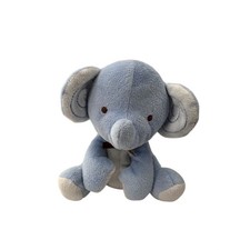 Fisher-Price Blue Elephant Plush Baby Toy 7" Stuffed Animal Brown Bow Nursery