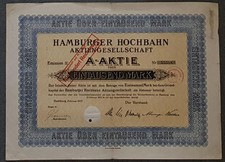 Hamburger Hochbahn Aktiengesellschaft 1922 1000 marek