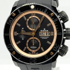 AUTENTICO EDOX Chrono offshore 01114 quadrante nero AT orologi da uomo