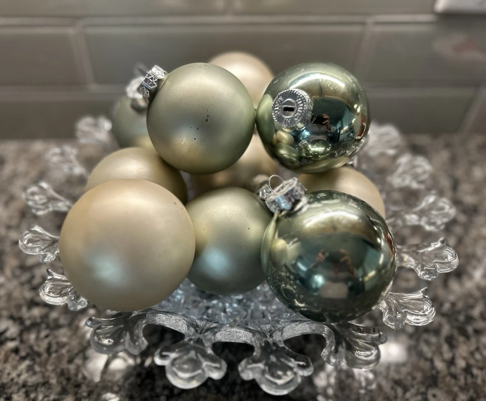 Lote de 10 adornos de bombilla de Navidad de vidrio mercurio de colección grandes esmerilados brillantes monocromáticos Foto 3 de 4