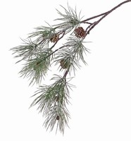 Artplants KüNstlicher Zweig Tannenzweig Caleb Mit Zapfen, Gefroren, 80Cm