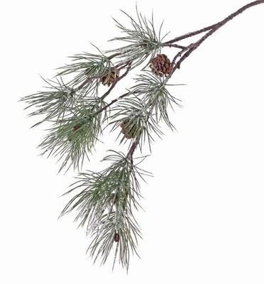 artplants Künstlicher Zweig Tannenzweig Caleb mit Zapfen, gefroren, 80cm