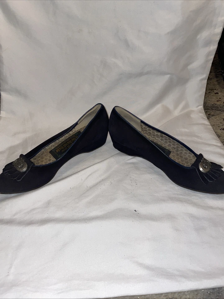 Zapatos bávaros de gamuza negros Trachten vintage con hebilla de metal Alemania 7,5 Foto 4 de 4