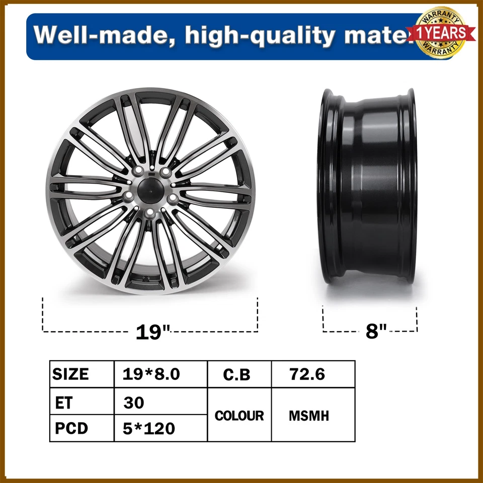 19" x 8" FRONT Alloy Wheel Rim For BMW 535i 550i 328i335i 2012 2013 2014 2015 - Image 2 of 4